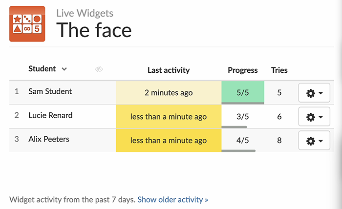 Pair Matching widget - Live widgets dashboard bookwidgets