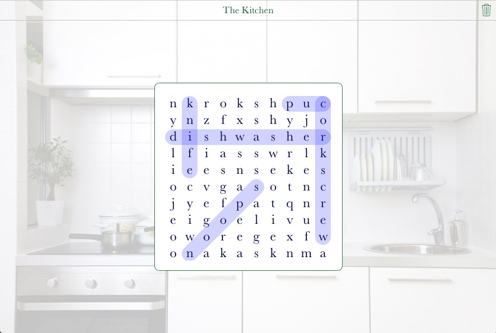 Language Word Search Puzzle - The Kitchen