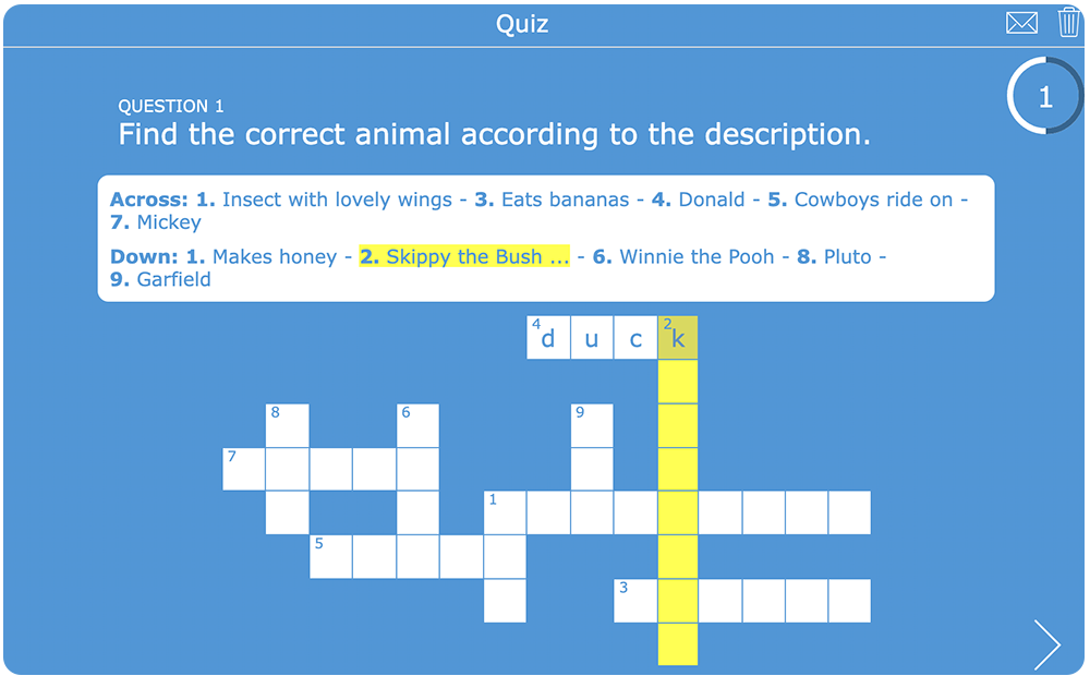 Crossword question bookwidgets