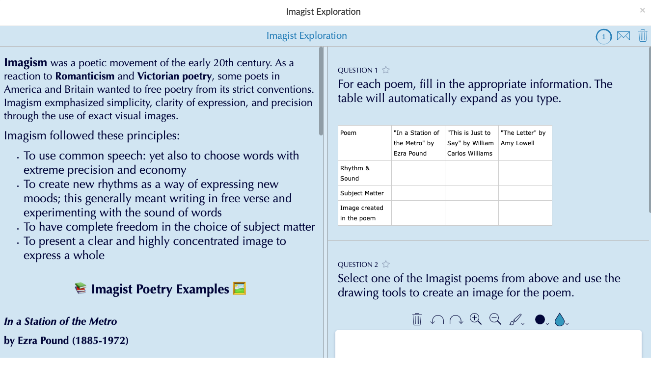 Imagist Split Worksheet