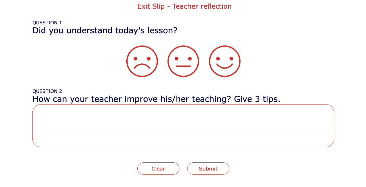 Self-reflection on teaching - Exit Slip