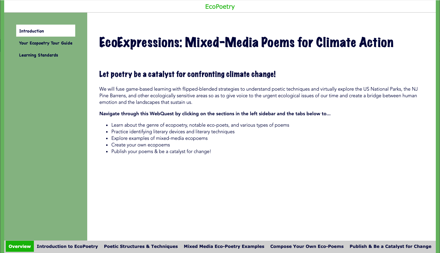 Ecopoetry WebQuest