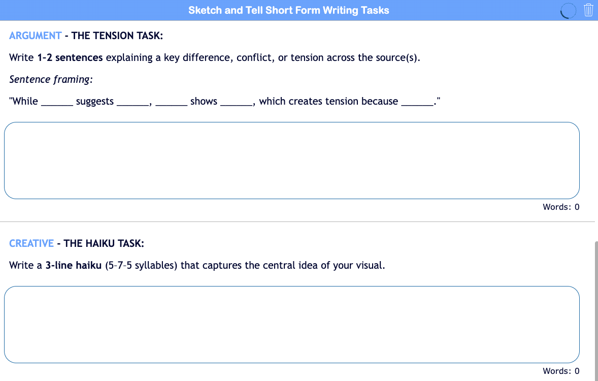 Sketch and Tell Eduprotocol and Short Form Writing Prompts