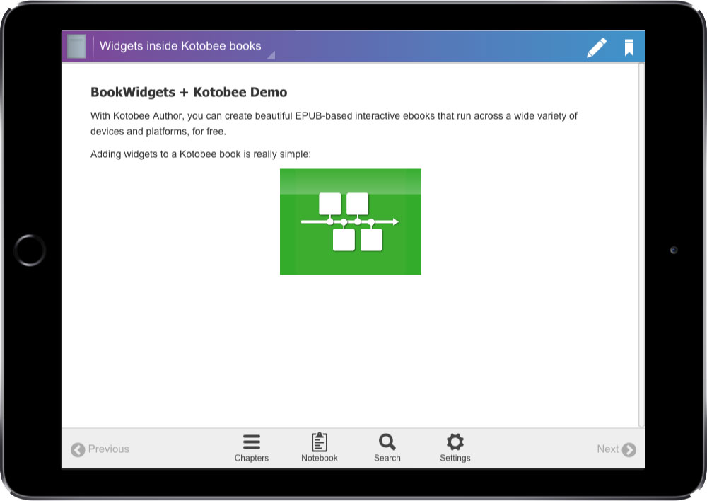 Kotobee ebook BookWidgets