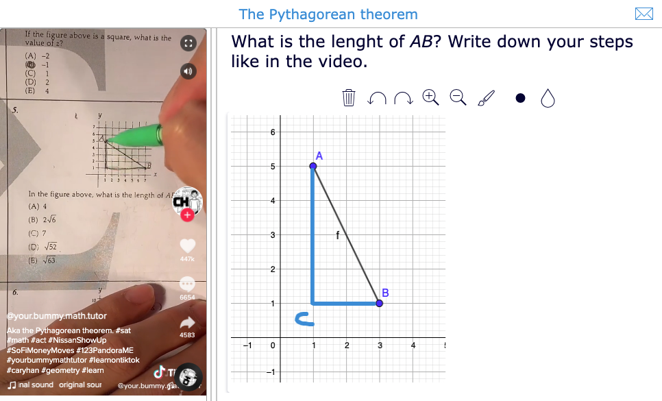 TikTok lesson idea - Math - Theorem of Pythagoras