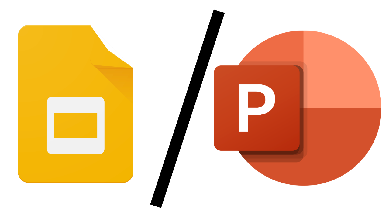 Google Slides logo and Microsoft PowerPoint logo - digital storytelling tool for students