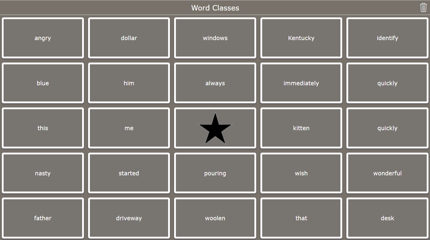 Word Classes Bingo