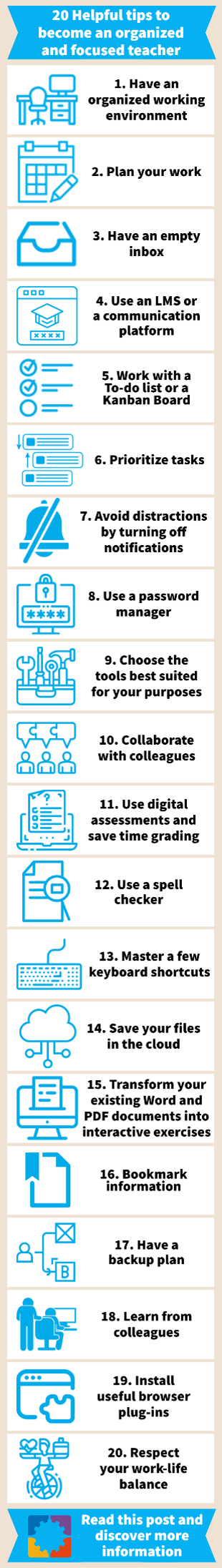 Pinterest visual 20 Helpful tips to become an organized and focused teacher