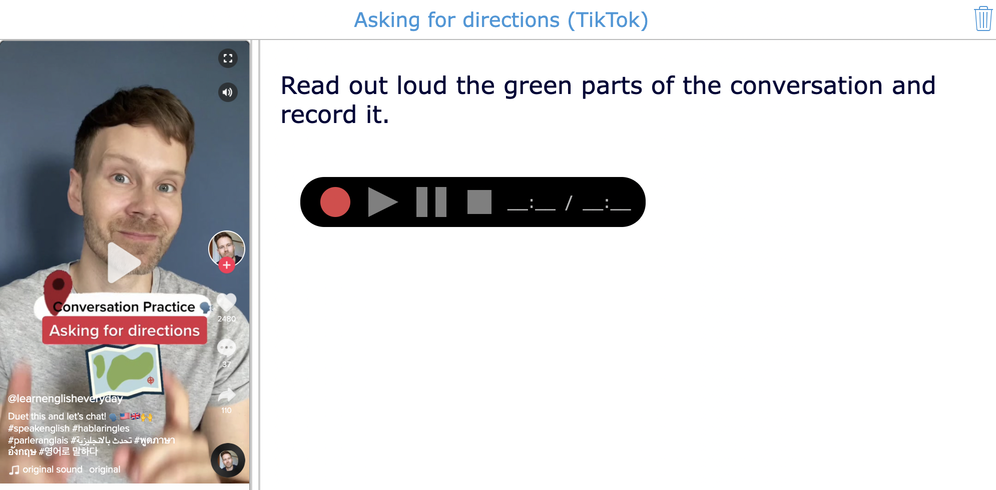 TikTok lesson idea - English ESL - Directions