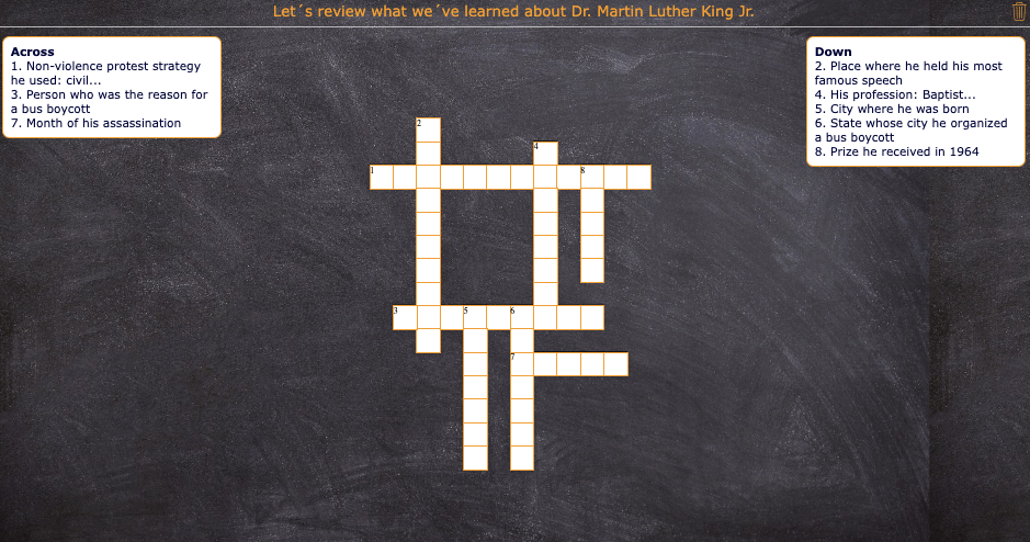 Crossword Puzzle Martin Luther King