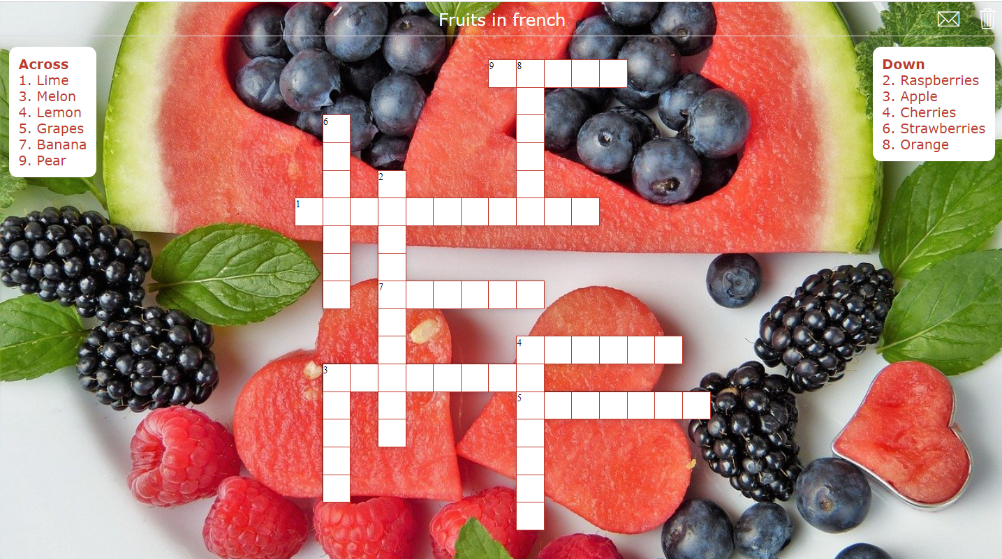 Fruits in French Crossword