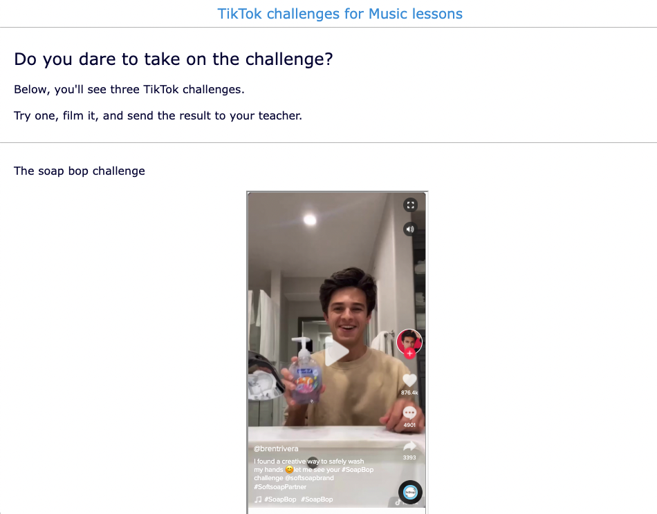 TikTok lesson idea - Music - Challenges