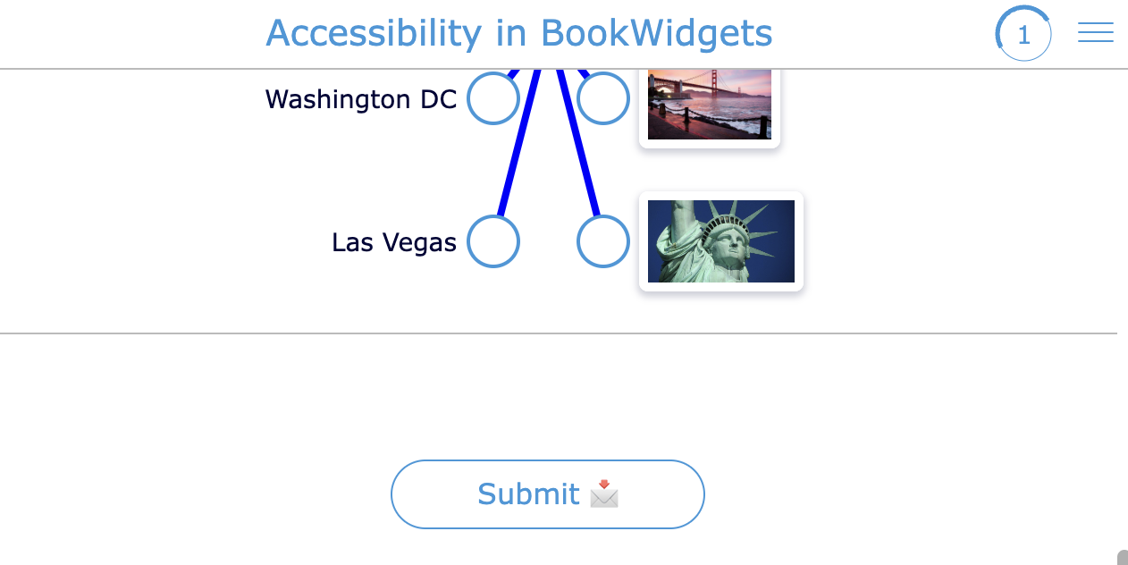 BookWidgets Accessibility instruction with submit emoji