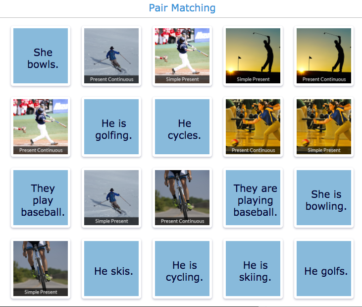 tenses exercise: pair matching