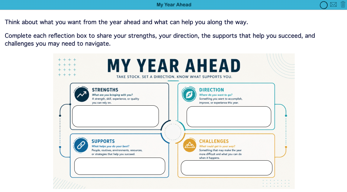My Year Ahead SEL check-in activity