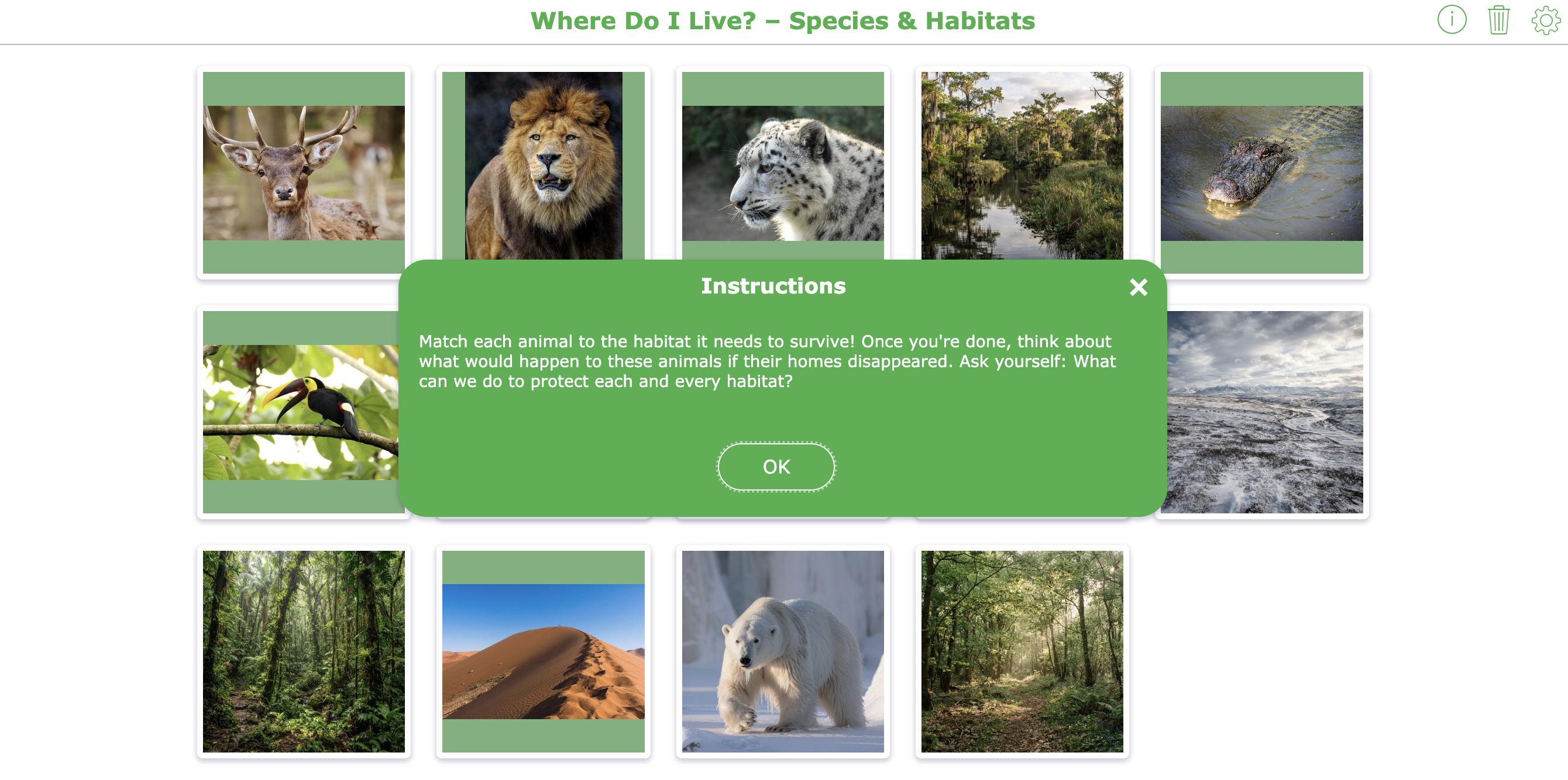 Match Animals to Their Habitats with this SDG 15 BookWidgets Pair Matching Activity