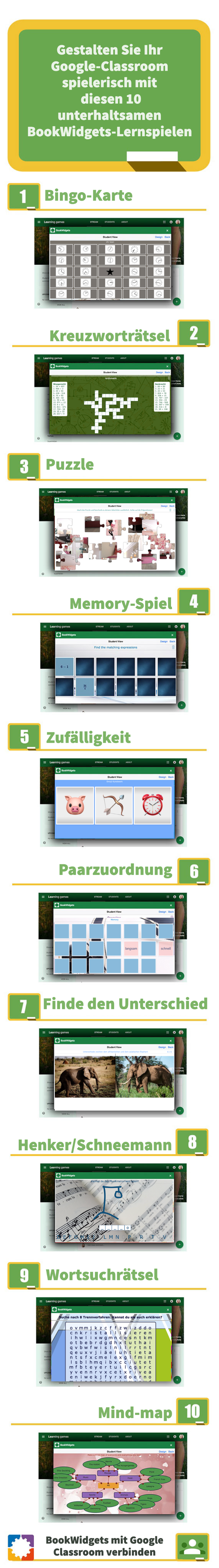 Lernspiele in Google Classroom mit BookWidgets