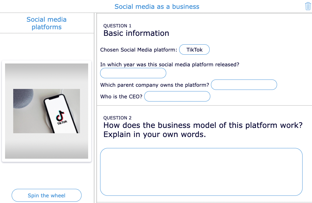 TikTok lesson idea - Economics - Business model