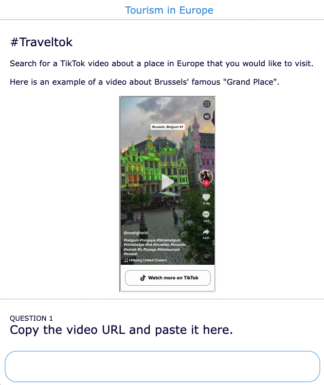 TikTok lesson idea - English ESL - Tourism in Europe