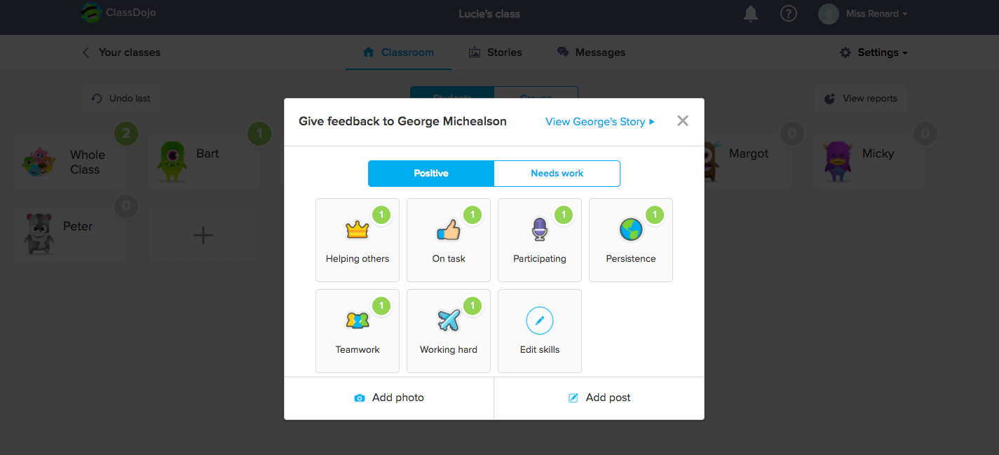 reward system classdojo