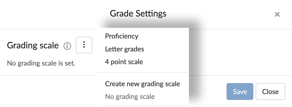 Grading scale settings in BookWidgets