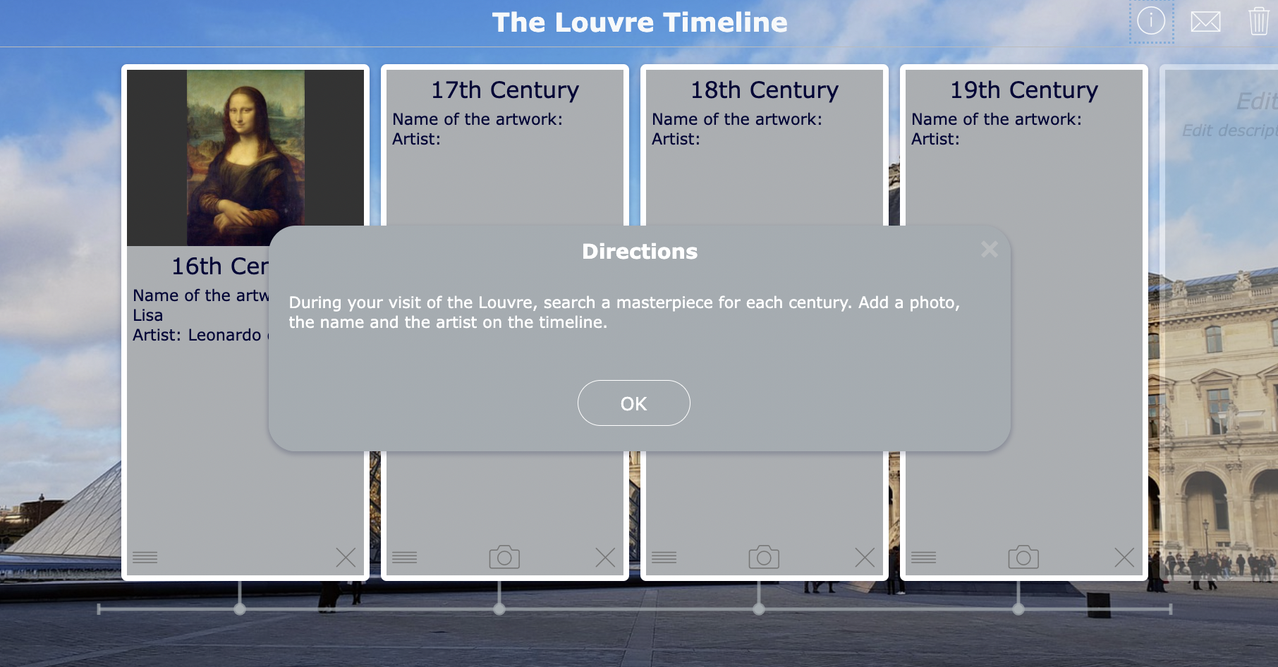 World history and art - Field trip - Timeline