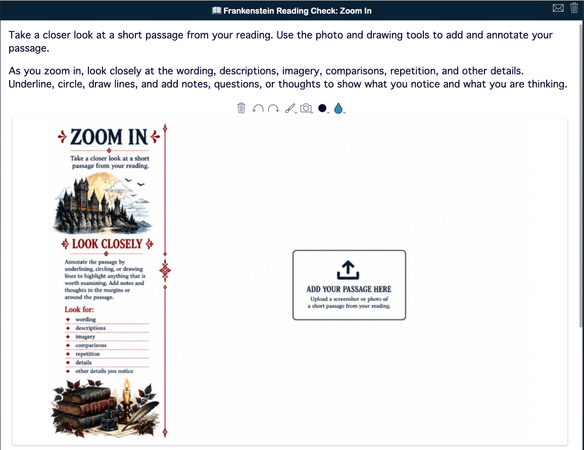 Frankenstein Zoom In Reading Check