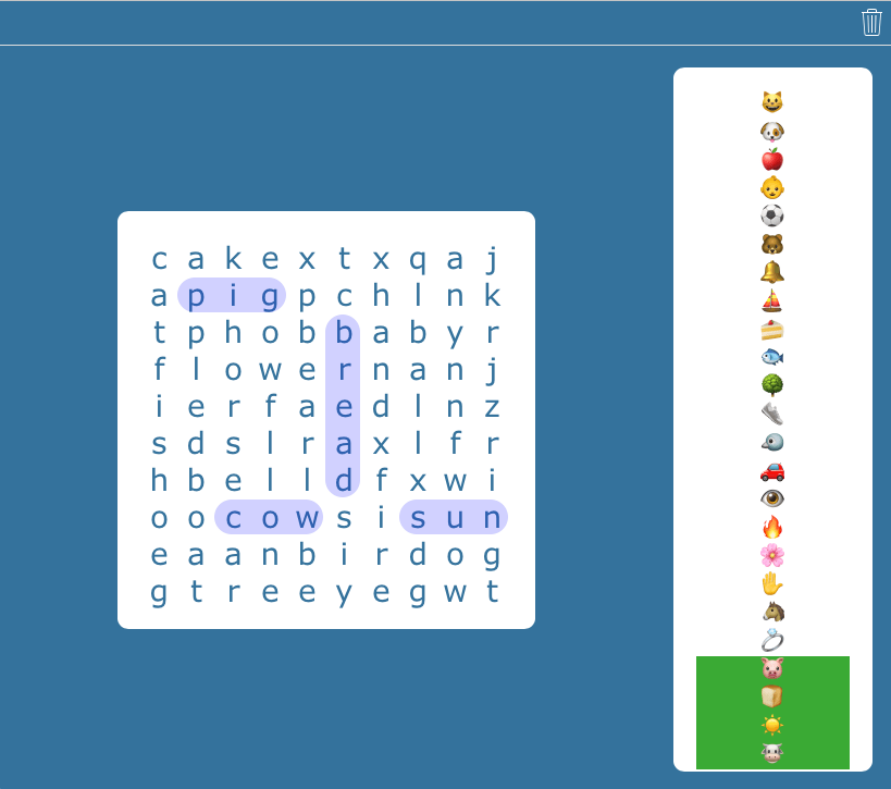 Word Search Puzzles for kids - Emoji Sight Word