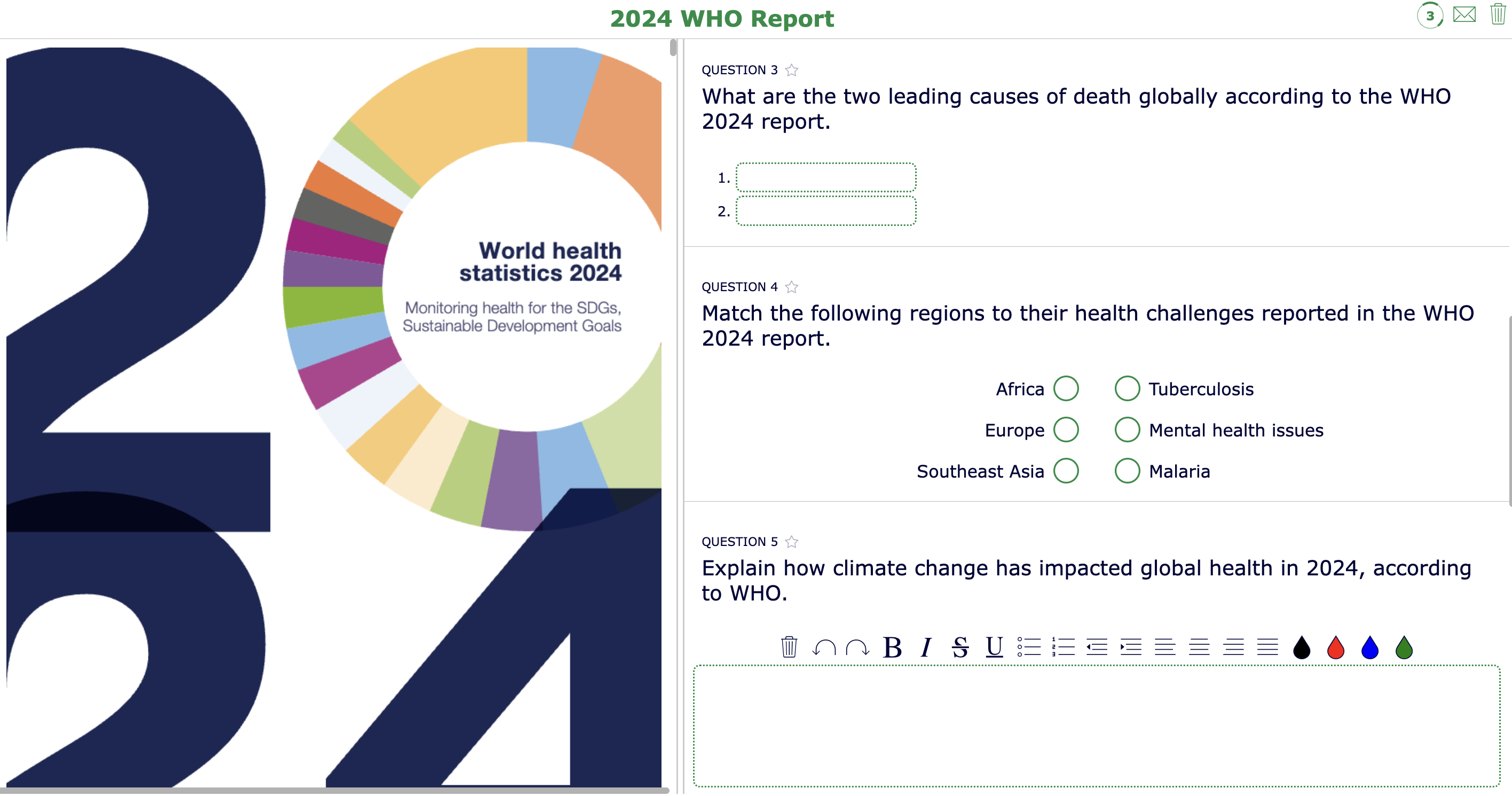 2024 WHO Report lesson plan SDG 3 