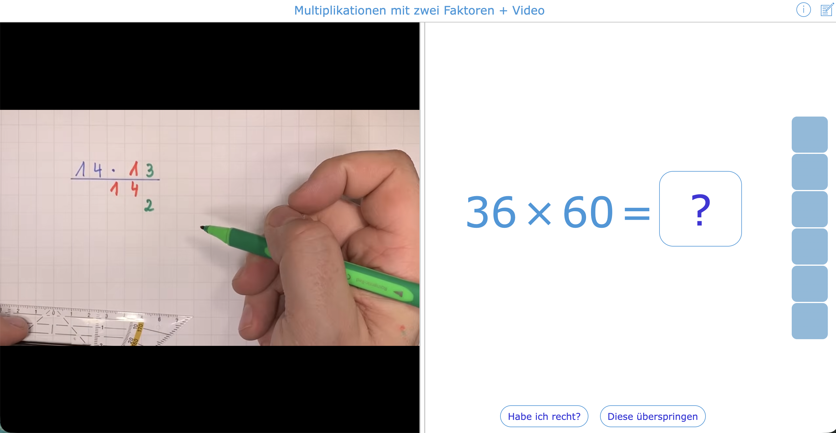 Zweistellige Multiplikation wiederholen mit Videounterstützung