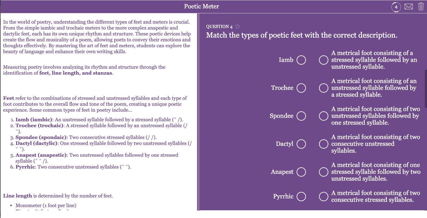 Poetic Meter Split Worksheet