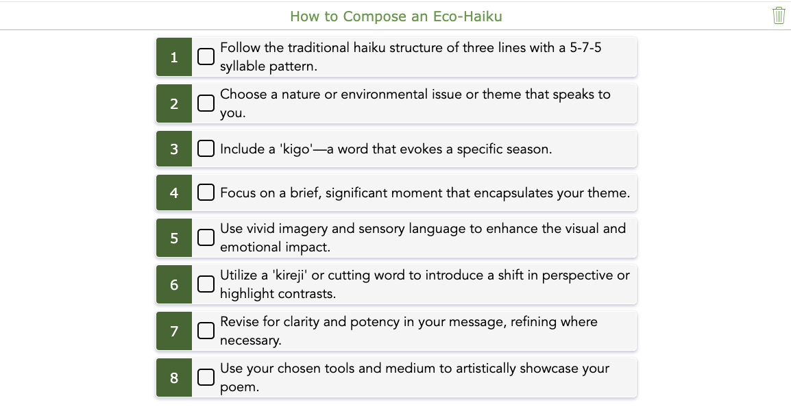 Eco-Haiku Checklist