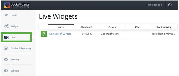 Live widgets bookwidgets website