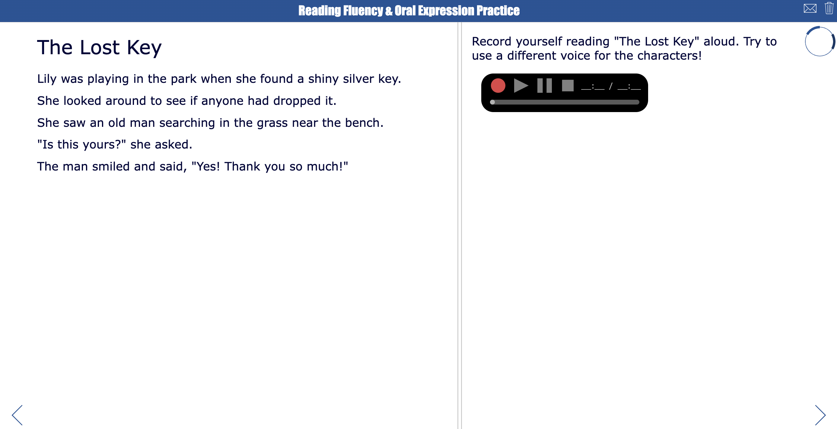 Reading fluency check