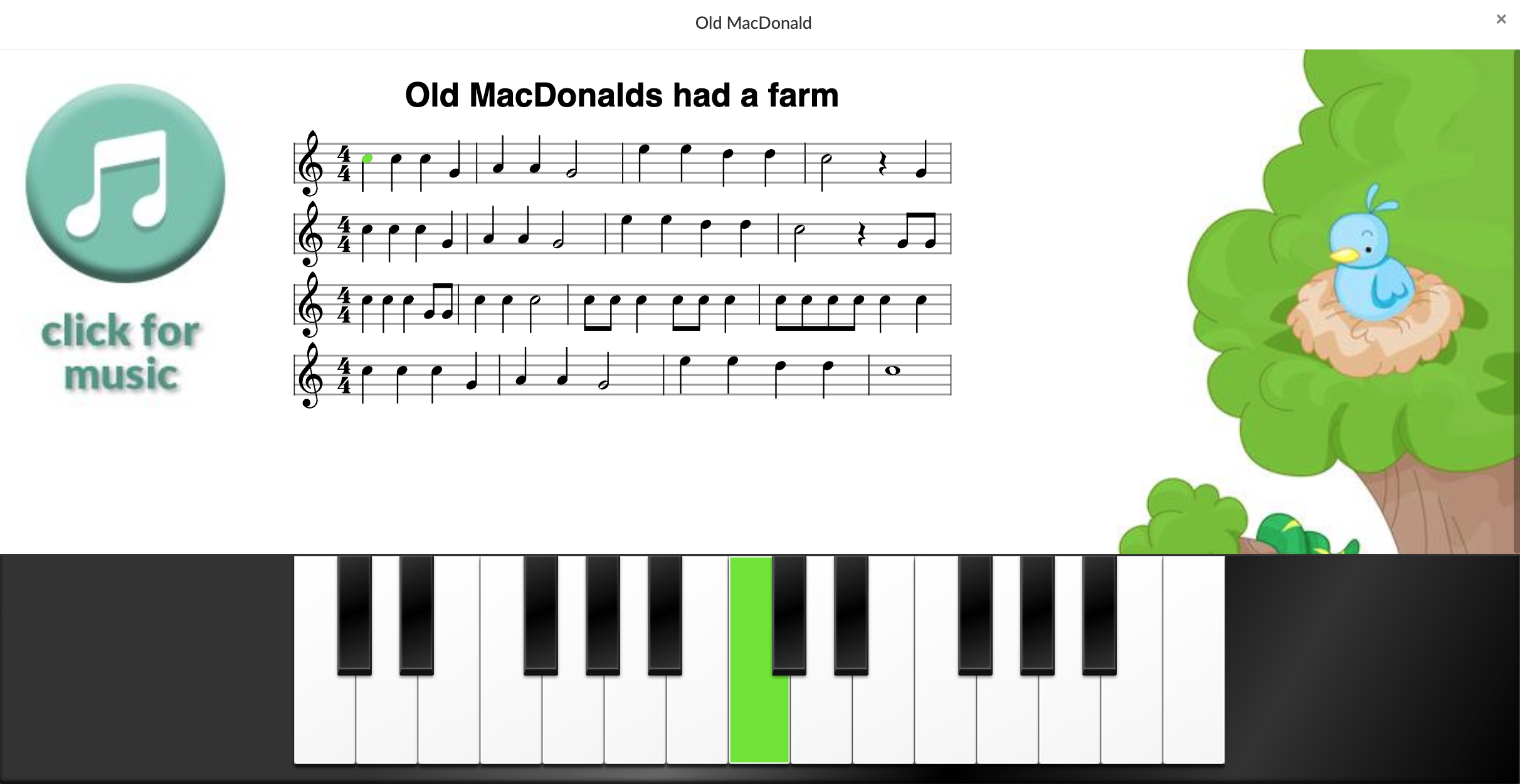 piano widget example in bookwidgets