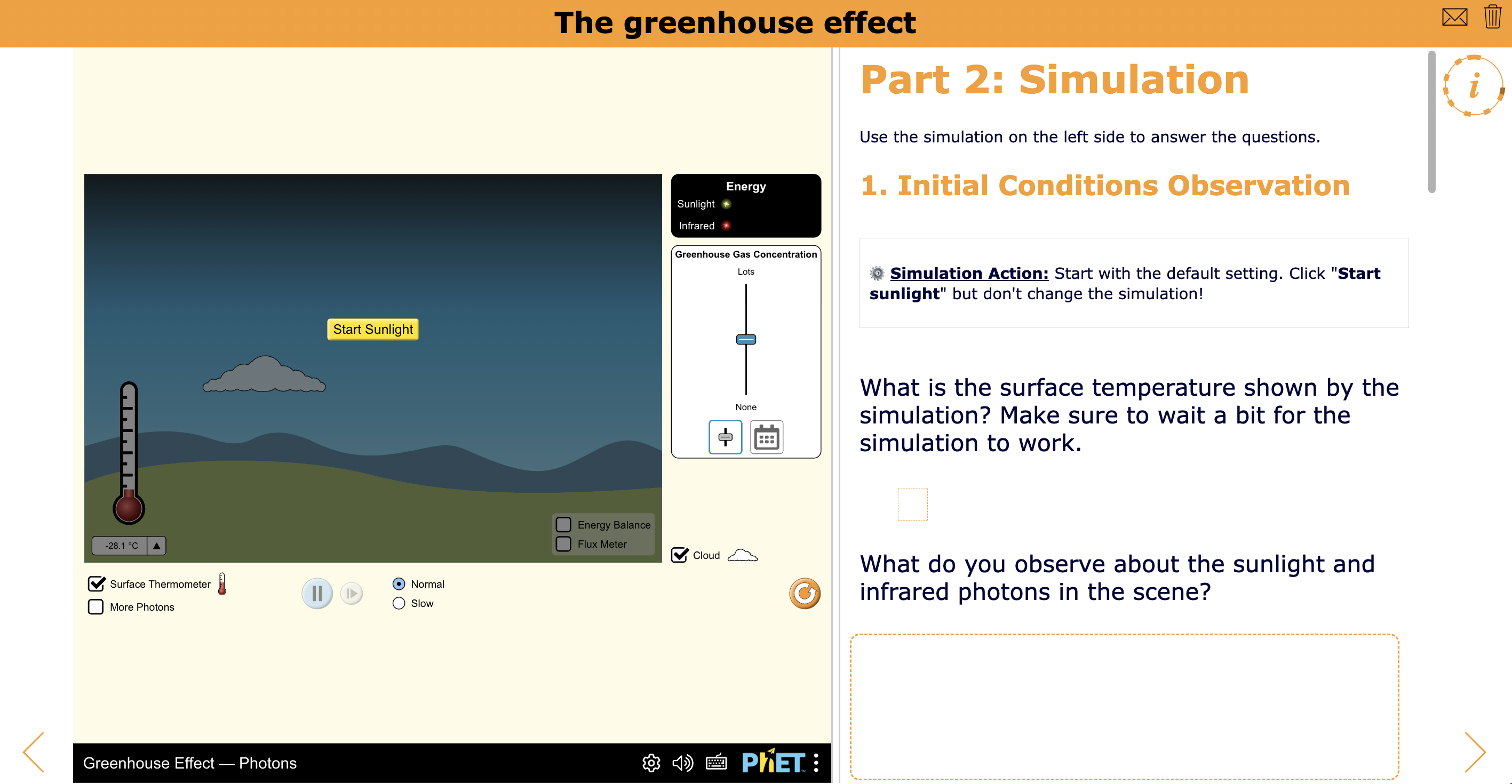 The greenhouse effect quiz with simulation lesson plan on SDG 11