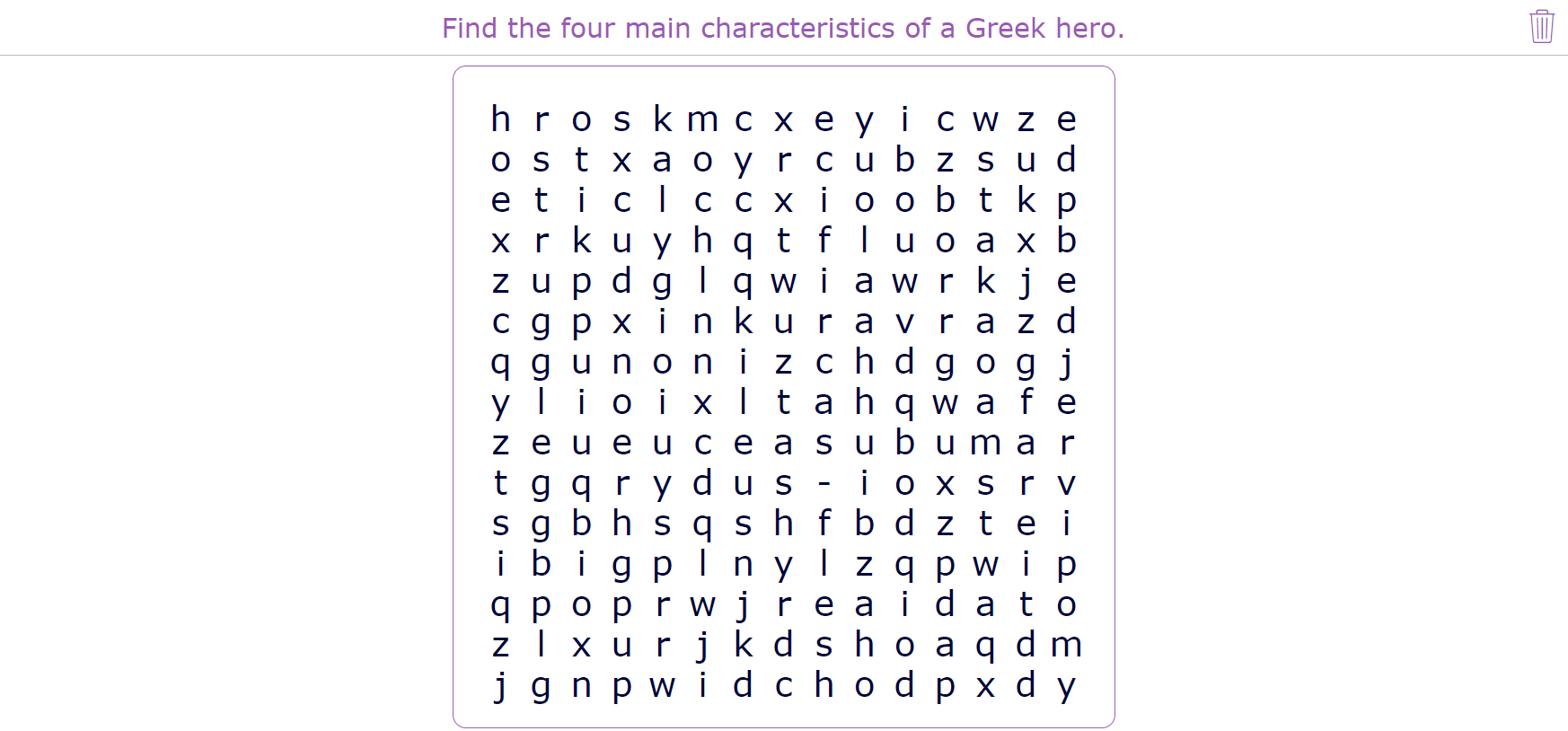 History Word Search Puzzle - Greek hero