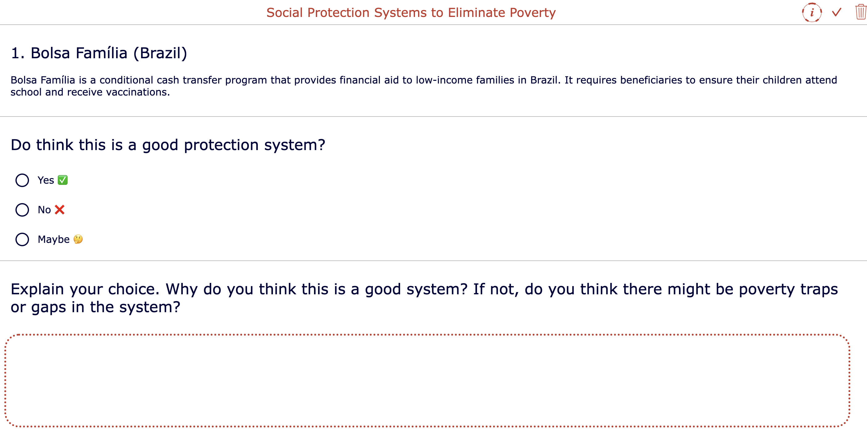 Social Protection Systems Worksheet