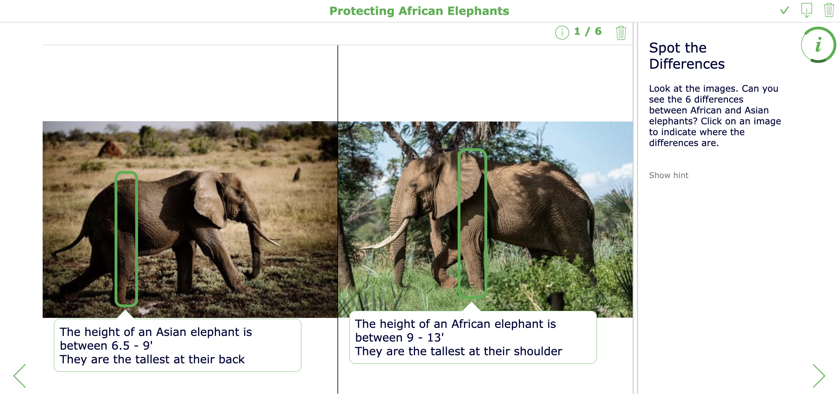 Interactive Multimedia Quiz for Middle School Students about Protecting African Elephants