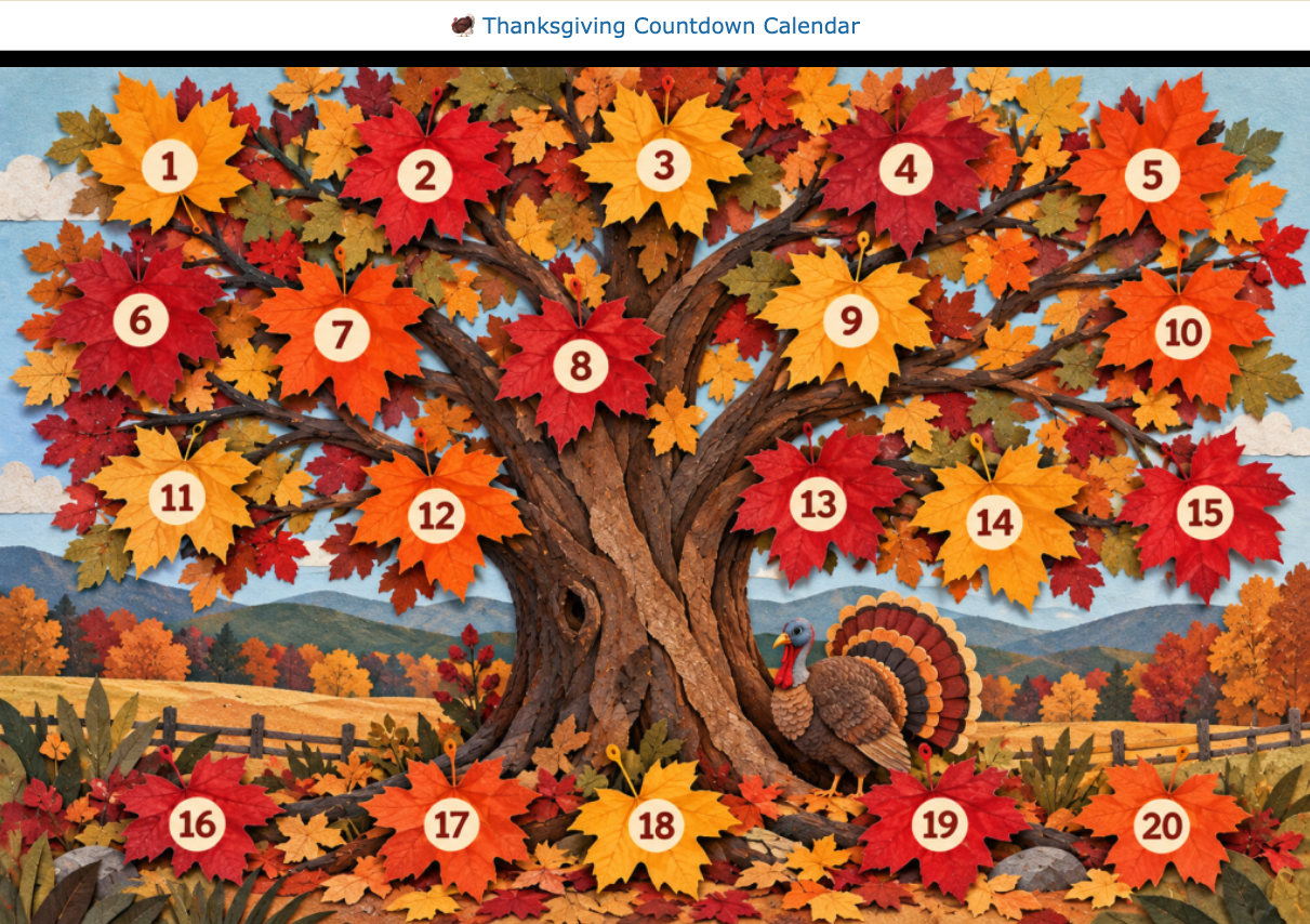 Thanksgiving Hotspot Image Countdown Calendar