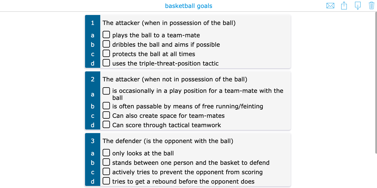 Basketball assessment checklist for PE