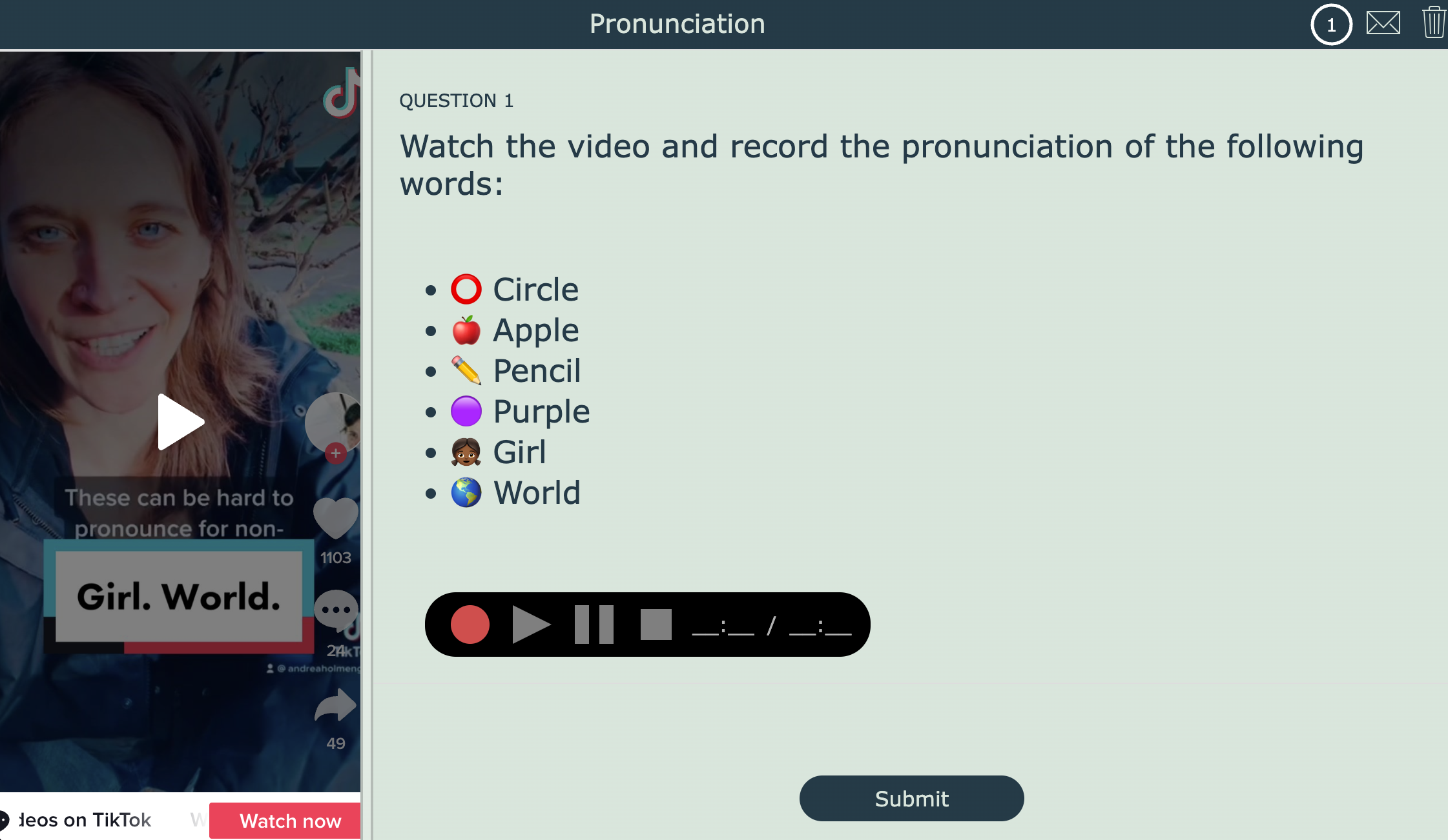 Tiktok leasson plan for English pronunciation