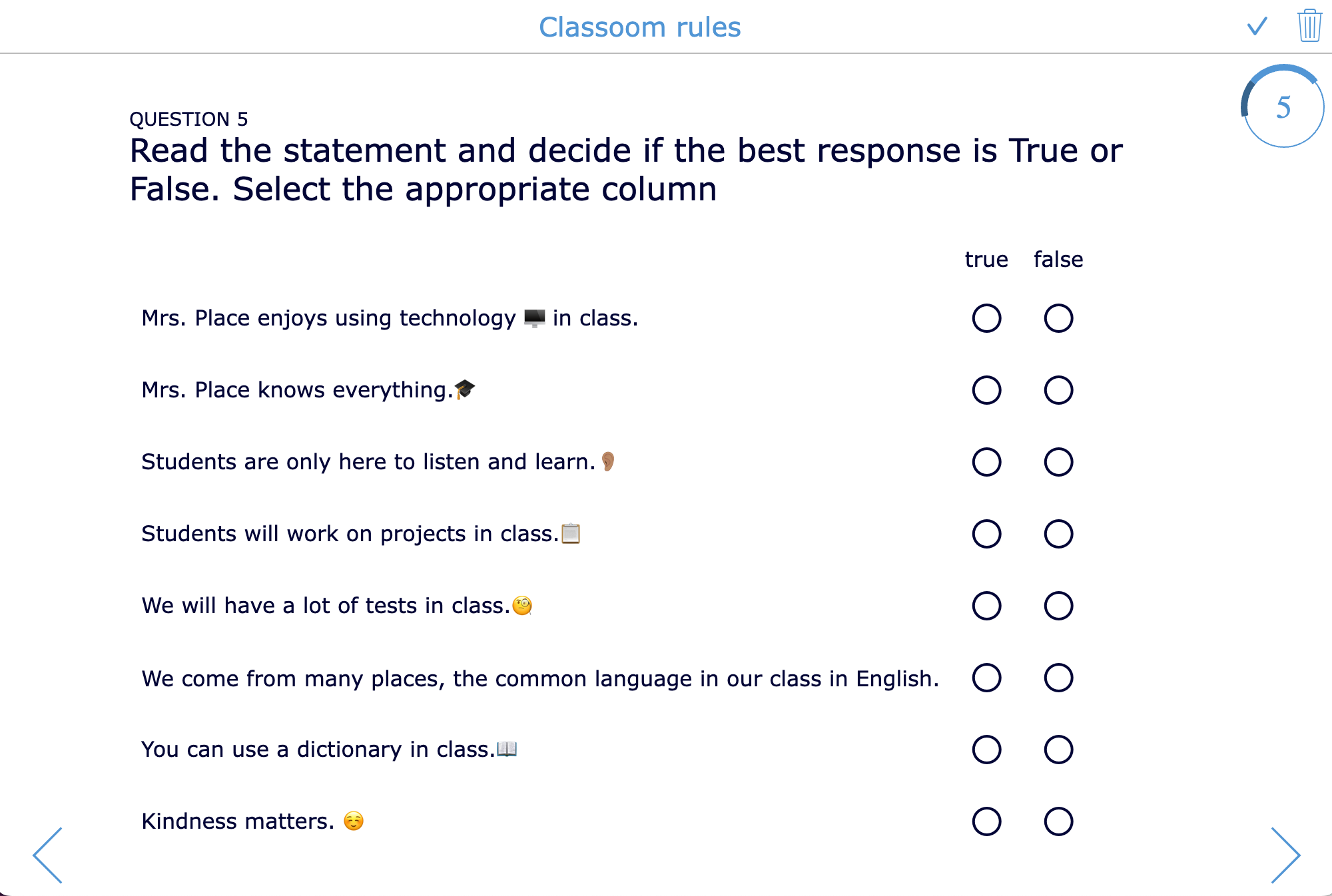 Classroom rules Quiz