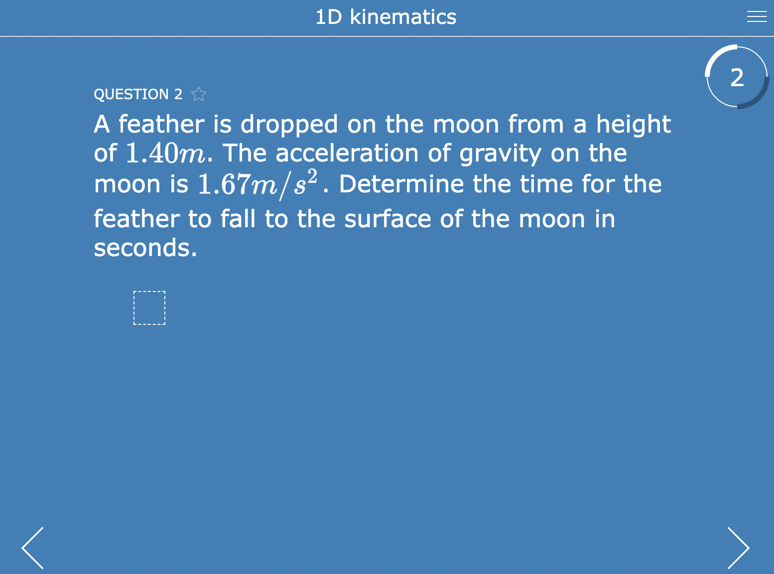 STEM physics digital activity - 1D Kinematics