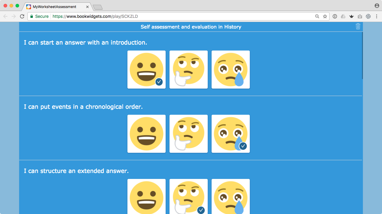 student self assessment