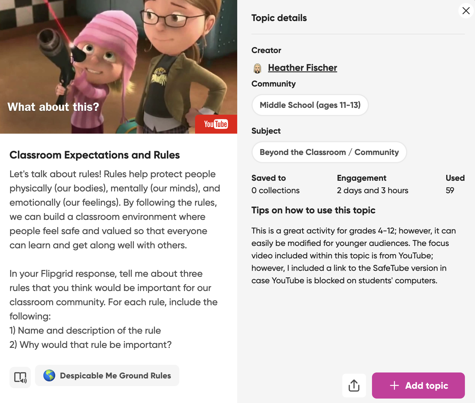 Classroom rules Flip Flipgrid lesson idea