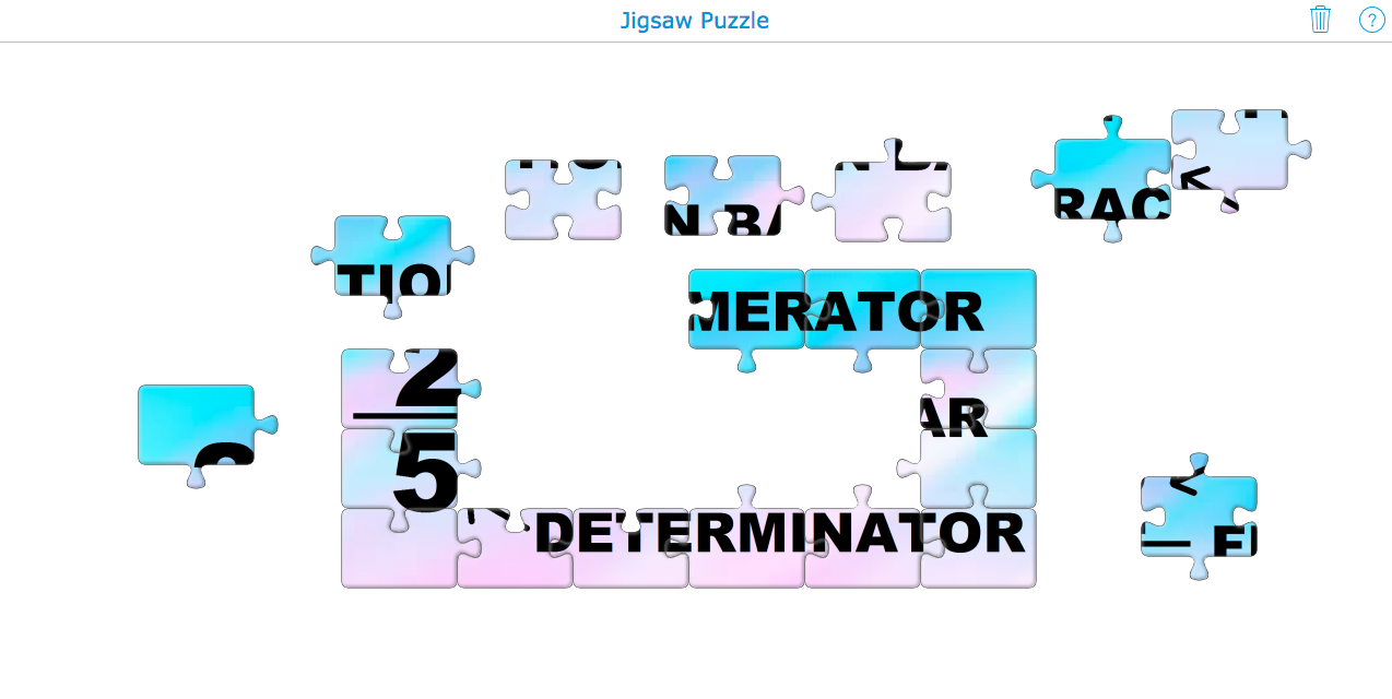 Fractions with the Jigsaw widget