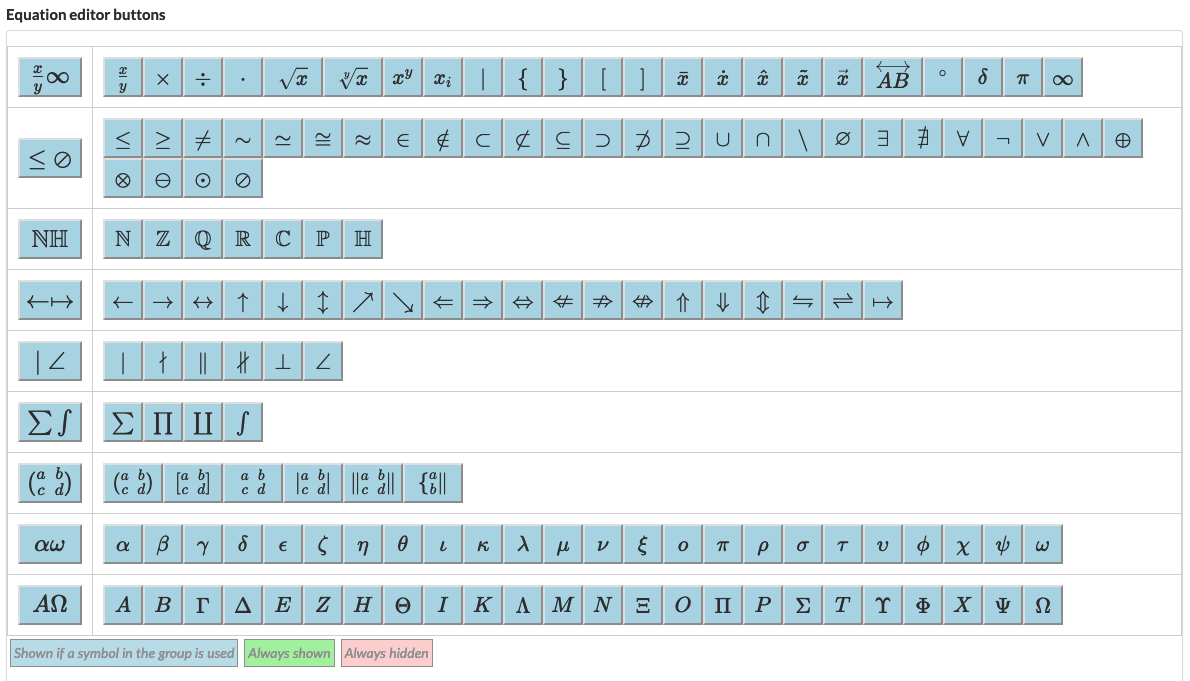 Equations editor