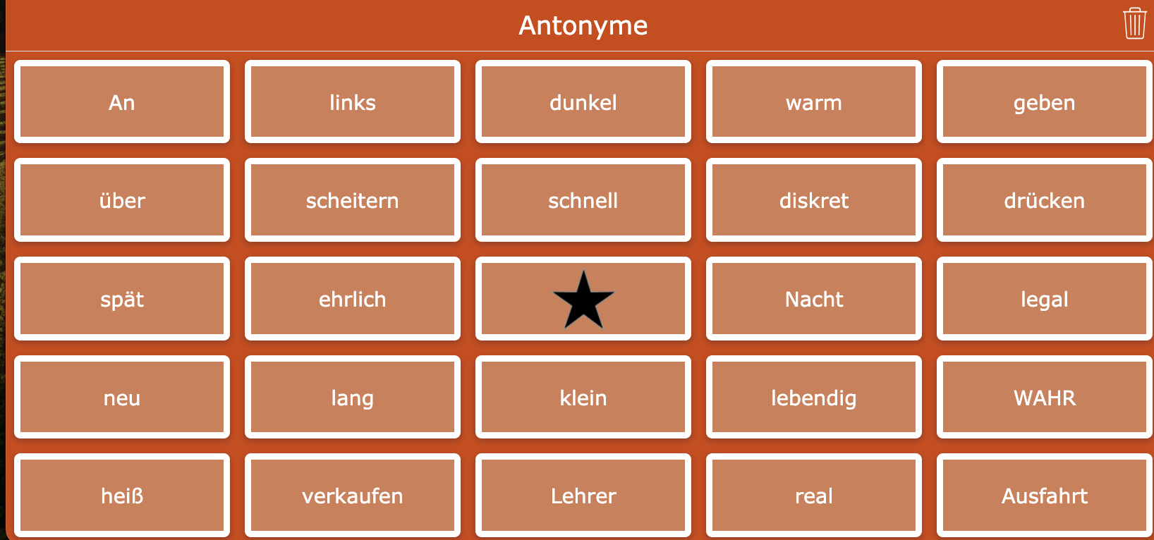 Antonym Bingo