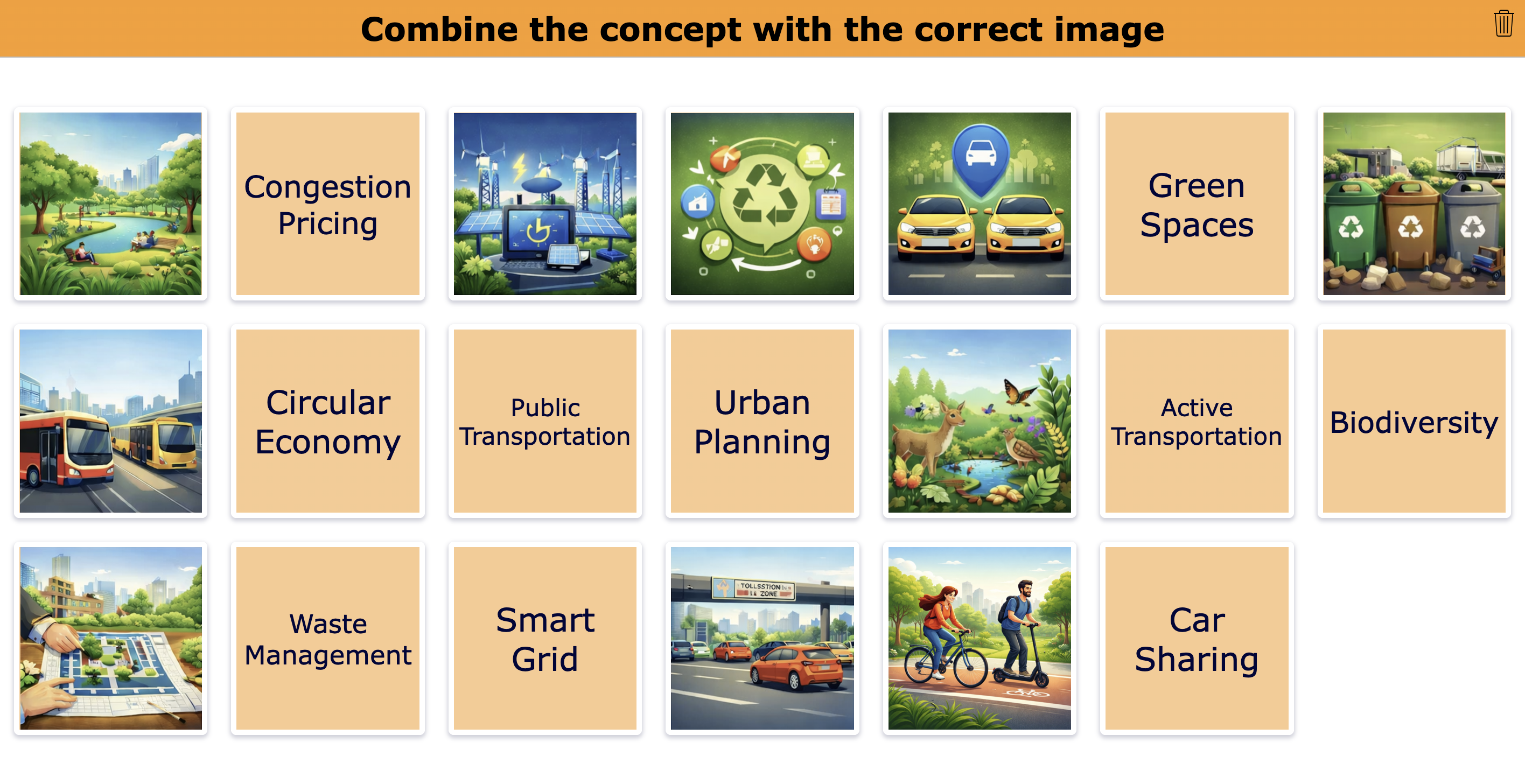 Linking SDG 11 Concepts to Images - Pair Matching activity